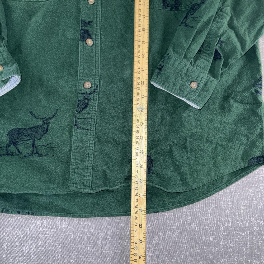 Vintage Gant Rough Weather Shirt Mens XL Green Deer Bear Flannel Hunting Chamois - Picture 5 of 10